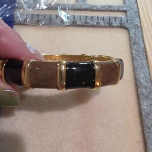 Joan Rivers Gold Tone Bracelet with Black and Brown Enamel